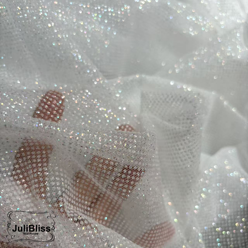 Tecido de tule branco brilhant - Sequin Fabric Panel avaliação e preço